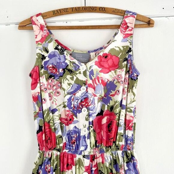 90s Vintage Carol Anderson Floral Cotton Garden Cottage Dress 2 XS Womens 0 4 - Picture 2 of 6